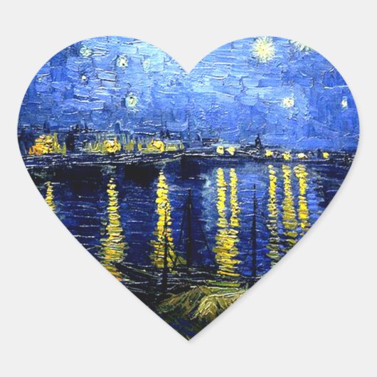 Sticker Cœur Van Gogh - Nuit étoilée sur le Rhône 2020 (Devant)
