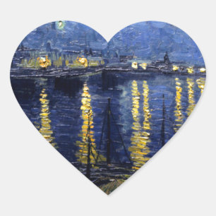 Sticker Cœur Van Gogh Nuit étoilée sur Rhône