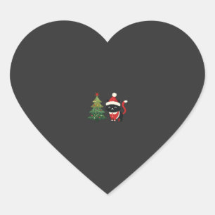 Sticker Cœur Vecteur de chat de Noël Santa Tree