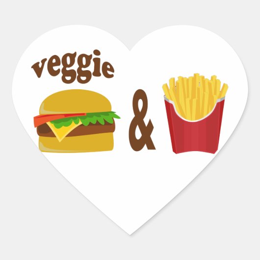 Sticker Cœur Veggie Burger et Fries (Devant)