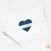 Sticker Cœur Velours Bleu Luxe Glamour Faux (Enveloppe)