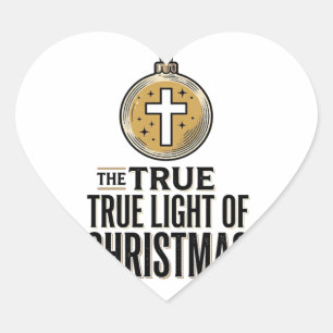 Sticker Cœur Véritable Lumière de Noël Ornement Chrétien Vintag