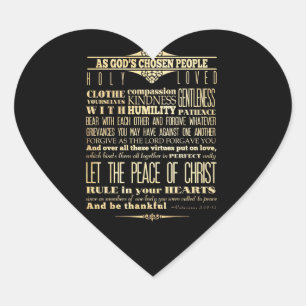 Sticker Cœur Verset biblique biblique - Colossiens 3:12-13