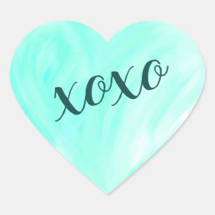 Sticker Cœur Vert amour Coeur Xoxo Aquarelle Peint