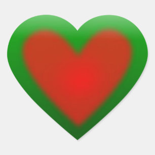 Sticker Cœur Vert avec le bouton rouge du coeur 3D