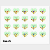 Sticker Cœur Vert clair Wavy Gold avec logo Monogram Merci (Feuille)