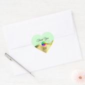 Sticker Cœur Vert clair Wavy Gold avec logo Monogram Merci (Enveloppe)