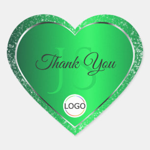 Sticker Cœur Vert émeraude avec initiales du logo pailleté Merc