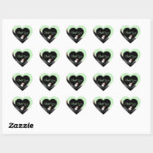 Sticker Cœur Vert noir Wavy Rose or avec Merci de coeur (Feuille)