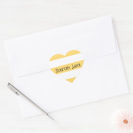 Sticker Cœur Vertikas Jaune Et Blanc (Enveloppe)