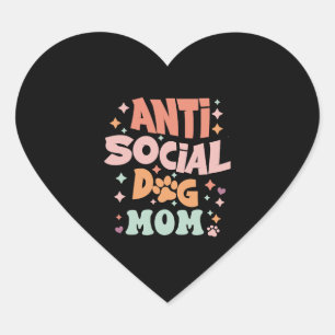 Sticker Cœur Vêtements chien maman anti social chien mère chien