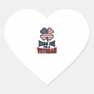 Sticker Cœur Vétéran Kiss Me Trèfle Patriotique Vintage Chemise