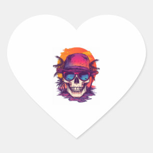 Sticker Cœur Vibe du crâne tropical
