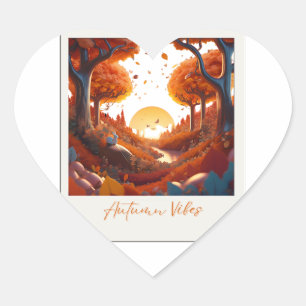 Sticker Cœur Vibes d'automne Surréalisme
