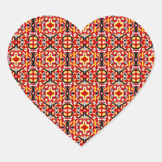 Sticker Cœur Vibrant Tribal Fusion Geometric Symmetry Pattern