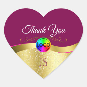 Sticker Cœur Vin Rouge Wavy Gold avec logo Monogramme Merci
