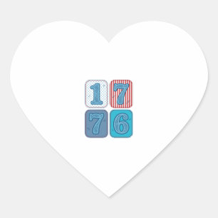 Sticker Cœur Vintage 1776 Patchwork Patriotique