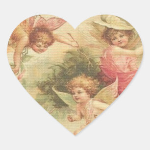 Sticker Cœur Vintage Angel Cherubs