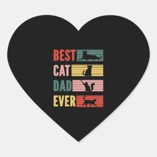 Sticker Cœur Vintage Best Cat Papa Ever Cat Cat Daddy Poison
