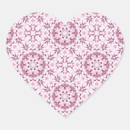 Sticker Cœur Vintage Cercle rose Motif romantique