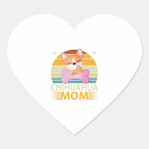 Sticker Cœur Vintage Chihuahua Maman Amoureux de les chiens Fêt