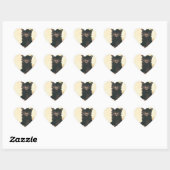 Sticker Cœur Vintage HALLOWEEN Chat noir (Feuille)