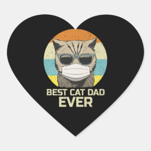 Sticker Cœur Vintage Meilleur Chat Papa Jamais Gros Chat Porter