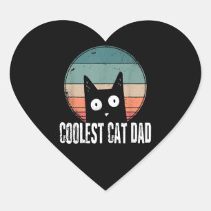 Sticker Cœur Vintage Mens Chat Papa Le Plus Coolle   Funny Chat