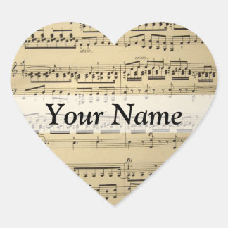 Sticker Cœur Vintage Music Sheet