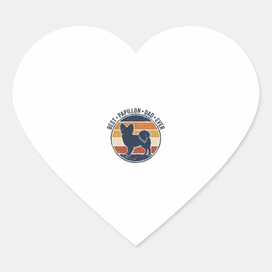 Sticker Cœur Vintage Papillon Dog Dad Retro Sunset Shirt Design (Devant)