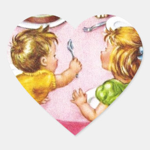 Sticker Cœur Vintage Retro Enfants Anniversaire Fête Chien Kitt
