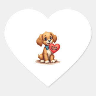 Sticker Cœur Vintage Retro Valentine's Day Puppy Dog Valentine 