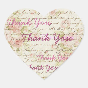 Sticker Cœur Vintage Rose Rose Floral steampunk Mariage