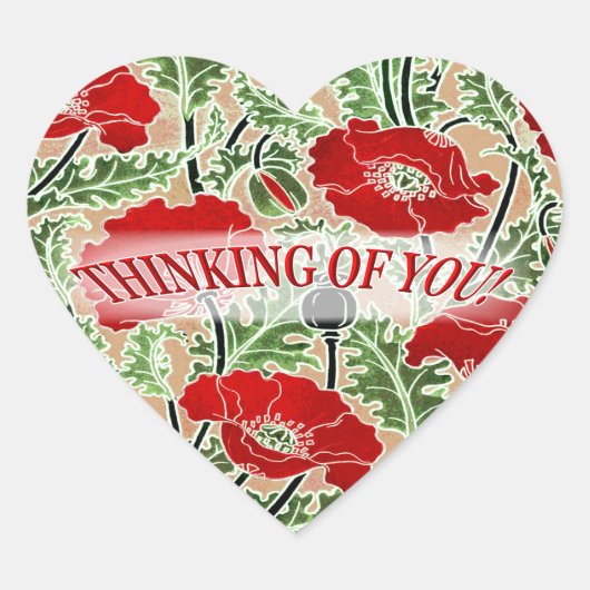 Sticker Cœur Vintage rouge Poppie avec amour (Devant)