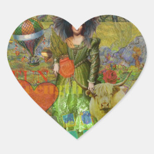 Sticker Cœur Vintage Taurus Classique Femme Portrait Art gothiq