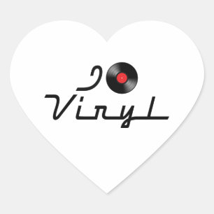 Sticker Cœur Vinyle I Love Heart - Disque de DJ Amateur de Disq
