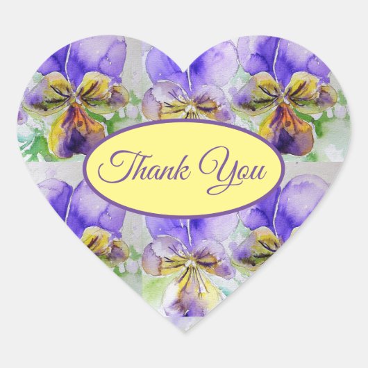 Sticker Cœur Viola violet Merci fleuri Motif (Devant)