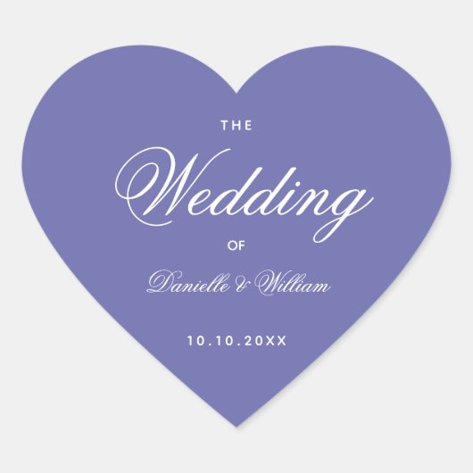 Sticker Cœur Violet Mariage Purple Coeur Script de calligraphie (Devant)