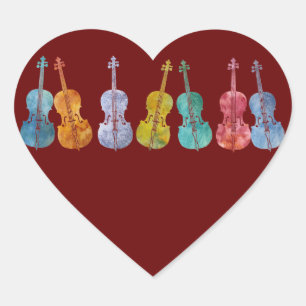 Sticker Cœur Violoncelles multicolores