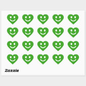 Sticker Cœur Visage Émoticône Vert Mignon Classique (Feuille)