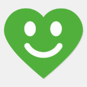 Sticker Cœur Visage Émoticône Vert Mignon Classique (Devant)