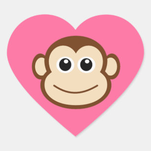 Sticker Cœur Visage mignon de singe de bébé
