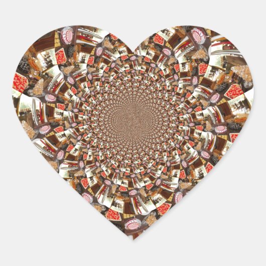 Sticker Cœur Vision psychédélique des teintes Brown (Devant)