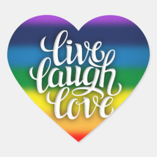 Sticker Cœur Vivent l'autocollant d'arc-en-ciel d'amour de rire