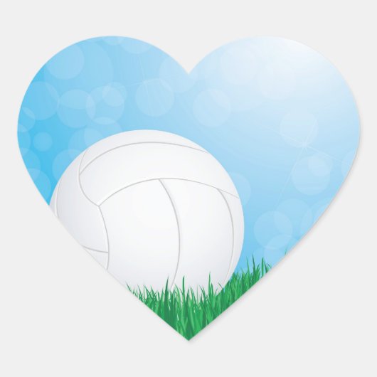 Sticker Cœur volley-ball sur herbe (Devant)