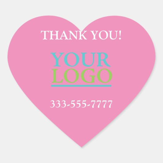 Sticker Cœur Votre logo, nom et téléphone ou site Web Promo Pin (Devant)
