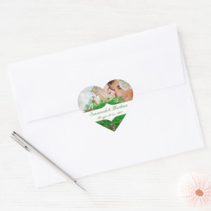 Sticker Cœur Votre photo Emerald Hearald Mariage Leaf Tree