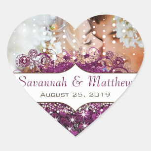 Sticker Cœur Votre photo Radiant Purple Heart Leaf Tree Mariage
