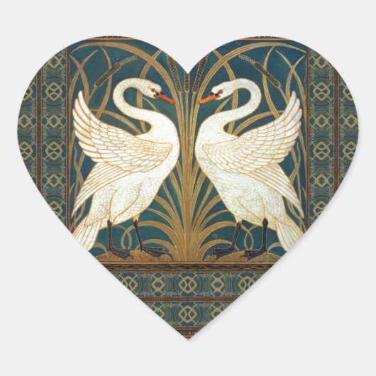 Sticker Cœur Walter Crane Swan (Devant)