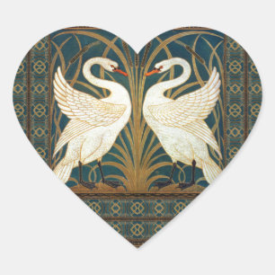 Sticker Cœur Walter Crane Swan